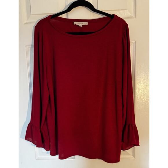 Loft Mixed Media Red Blouse Size XL - Picture 1 of 7